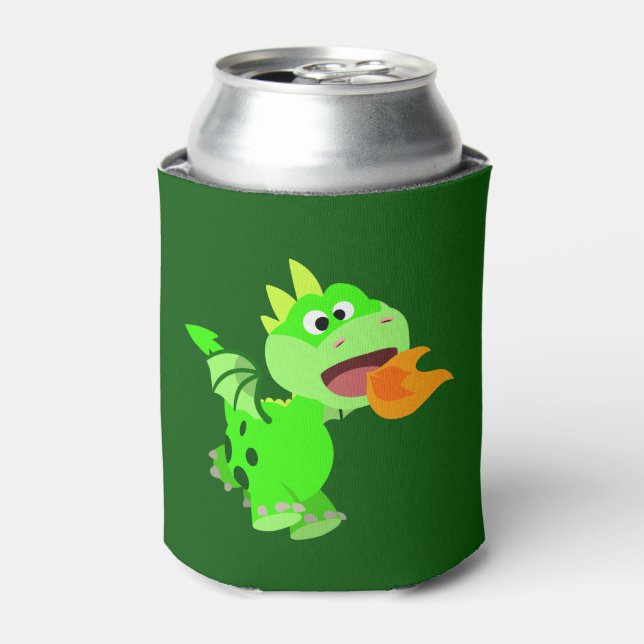 Cute Fire-Spitting Cartoon Baby Dragon Can Cooler (Can Front)