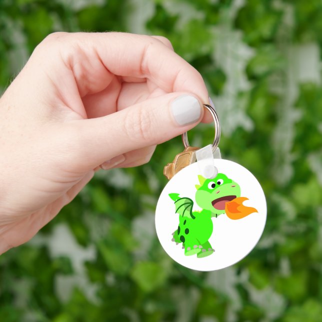 Cute Fire-Spitting Cartoon Baby Dragon Keychain (Hand)