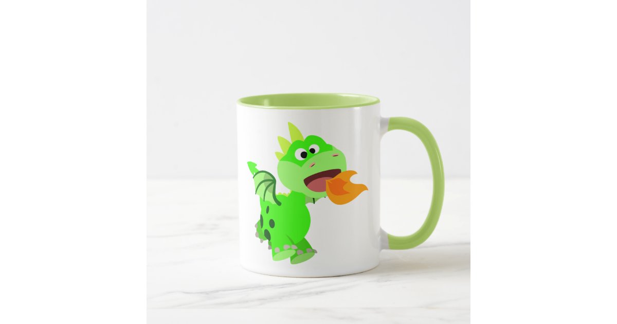 Cute Fire-Spitting Cartoon Baby Dragon Mug | Zazzle