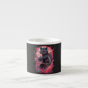 Cute Fire Splash Black Ninja Cat Warrior Espresso Cup