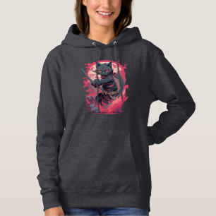 Cute Fire Splash Black Ninja Cat Warrior Hoodie
