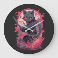 Cute Fire Splash Black Ninja Cat Warrior