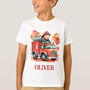 Cute Fire Truck and Firefighter T-Shirt
