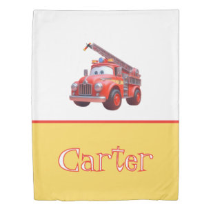 Cute fire truck duvet cover
