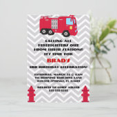 Cute Fire Truck Engine Birthday Party Invitation (Standing Front)