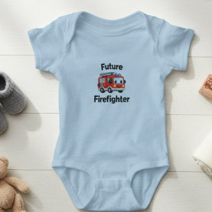 Cute Fire Truck Future Firefighter Baby Bodysuit