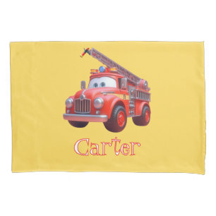 Cute fire truck pillow case