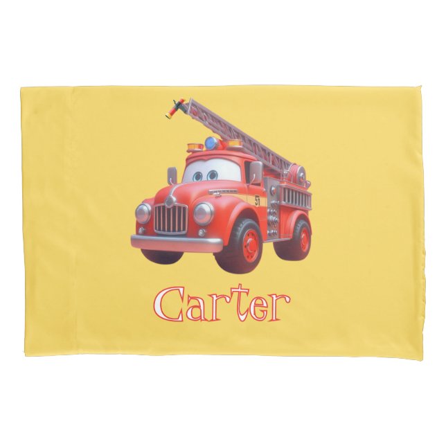 Cute fire truck pillow case (Front)