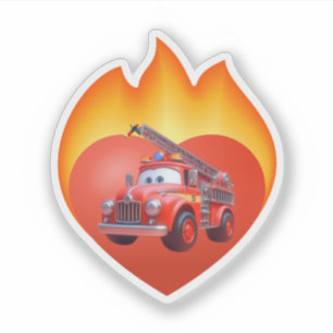 Cute fire truck Valentine's day Sticker