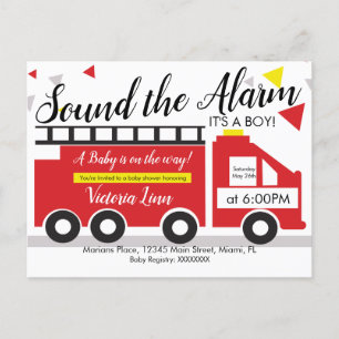 Cute Fire Truck Vehicle Baby Shower Confetti  Invi Postcard
