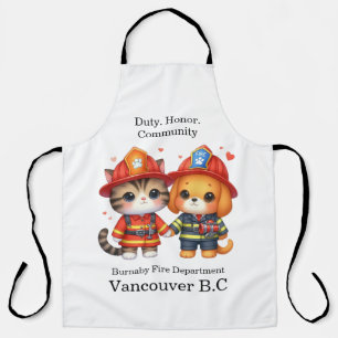 Cute firefighter animals dressed for heroic duties apron