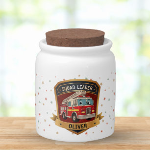 Cute Firefighter Badge Candy Jar