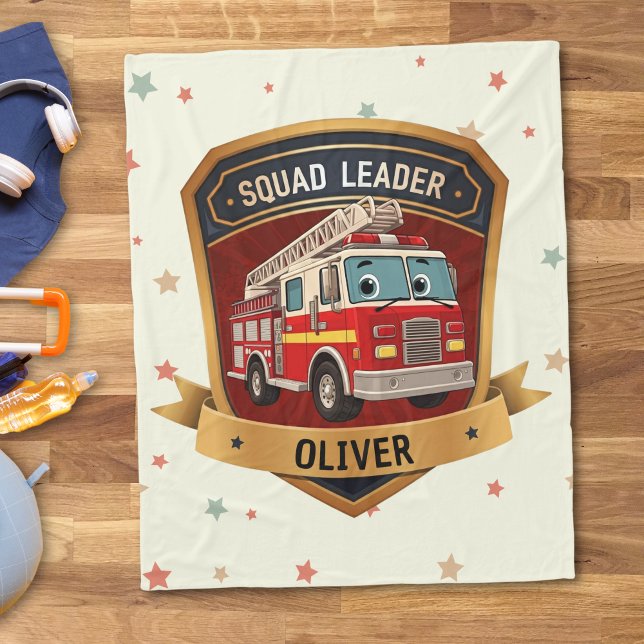 Cute Firefighter Badge Fleece Blanket (Creator Uploaded)