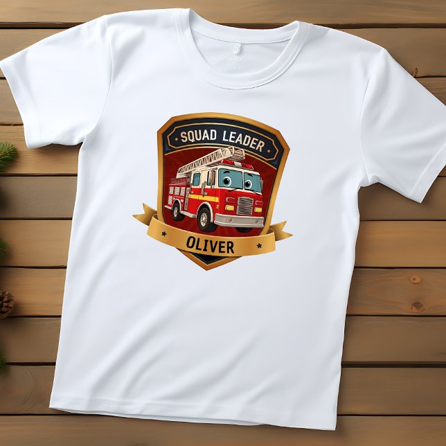 Cute  Firefighter Badge Personalized Toddler T-shirt (Creator Uploaded)