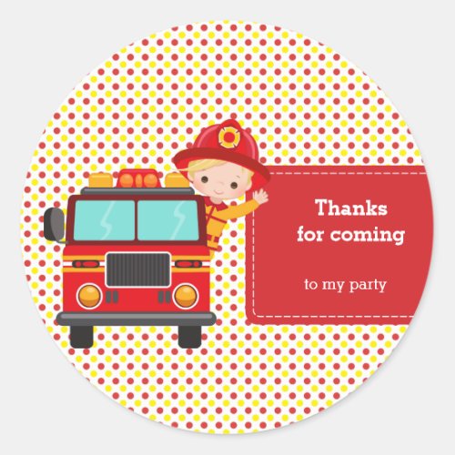 Cute Firefighter Classic Round Sticker