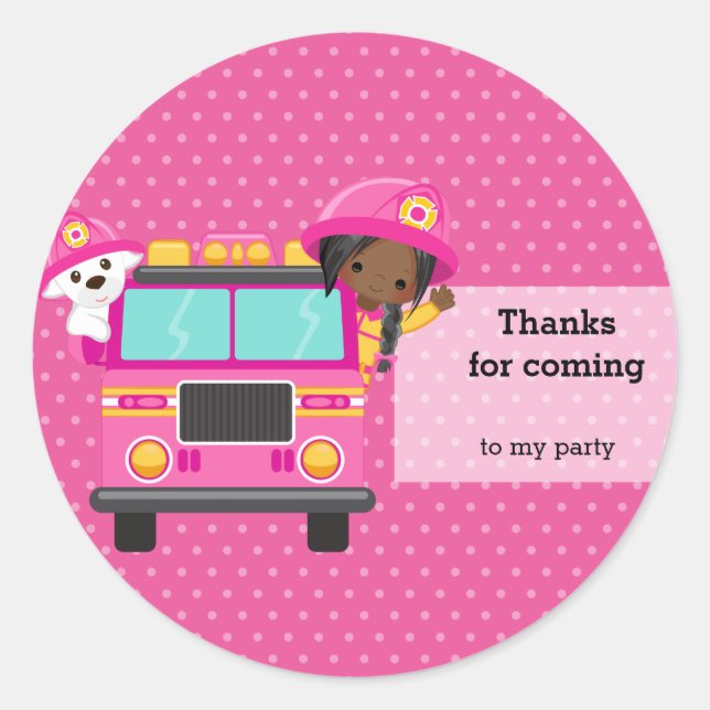 Cute Firefighter Classic Round Sticker (Front)