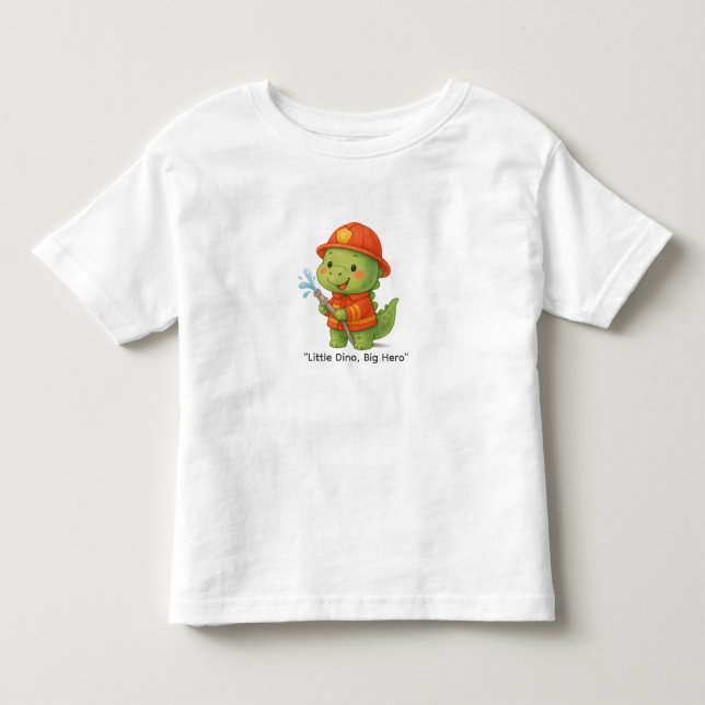 Cute Firefighter Dinosaur – Dino Jobs Toddler T-shirt (Front)