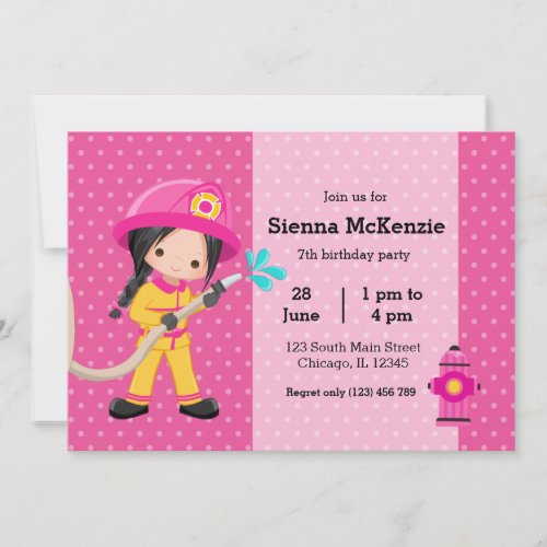 Cute Firefighter party Invitation