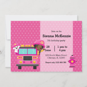 Cute Firefighter party Invitation