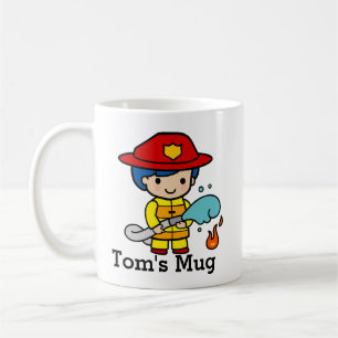 Cute Firefighter putting out fire Coffee Mug