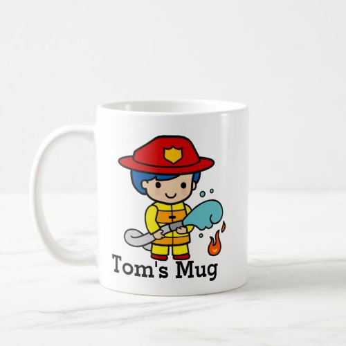 Cute Firefighter putting out fire Coffee Mug