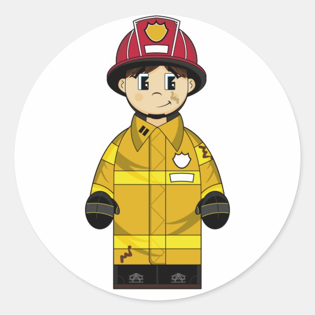 Cute Firefighter Sticker (Front)