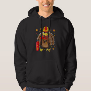 Cute Firefighter Turkey Thanksgiving Day Funny Cos Hoodie