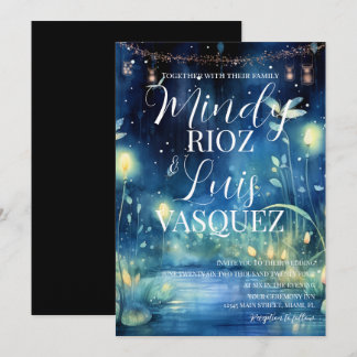Cute Fireflies String Lights Wedding Invitation