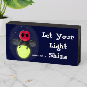 Cute firefly cartoon illustration scripture wooden box sign