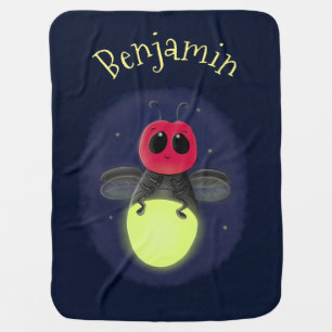 Cute firefly lightning bug cartoon illustration baby blanket