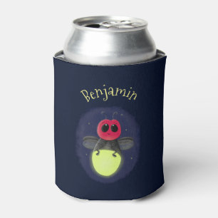 Cute firefly lightning bug cartoon illustration can cooler