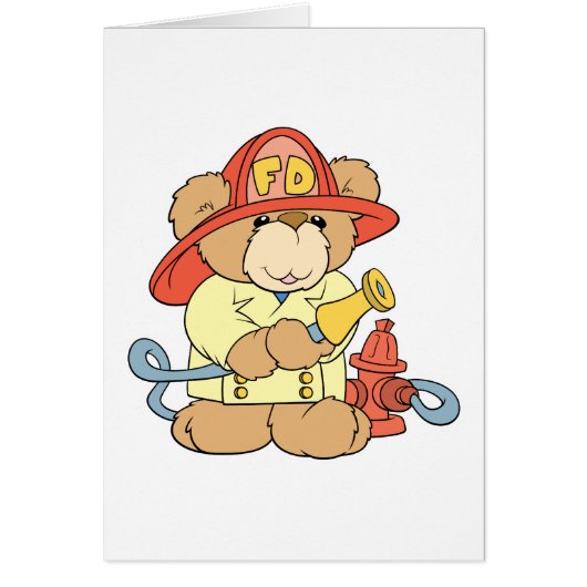 Cute Fireman Firefighter Bear Cards (Front)
