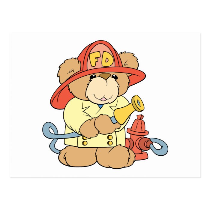 Cute Fireman Firefighter Bear Postcards