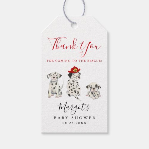 Cute Fireman Puppy Baby Shower Gift Tags