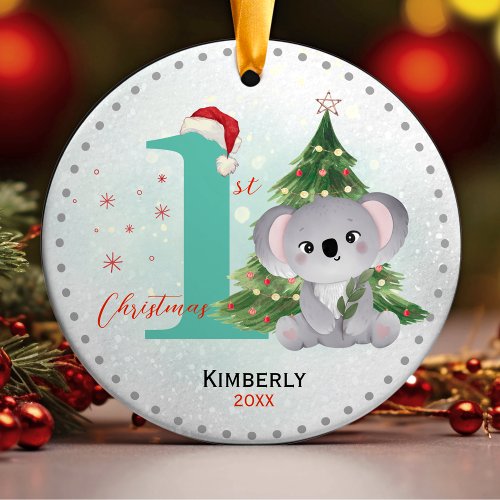 Cute first baby Christmas tree  Ceramic Ornament