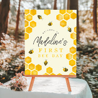 Cute First Bee Day 1st Birthday Welcome Sign