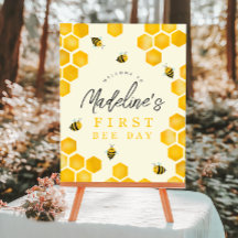 Cute First Bee Day 1st Birthday Welcome Sign