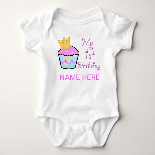 Cute First Birthday Baby Bodysuit (Front)
