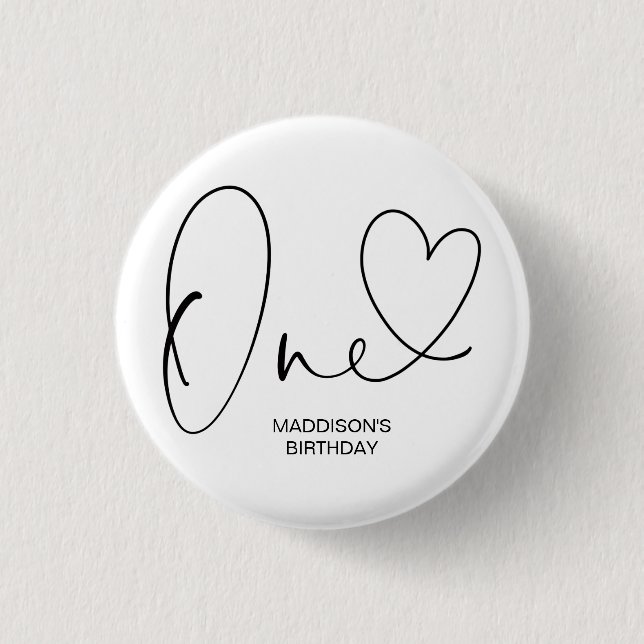 Cute First Birthday Badge for Babies 1st Birthday Button (Front)