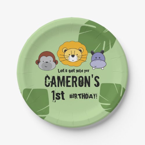 Cute first Birthday Jungle Safari animal theme Paper Plates