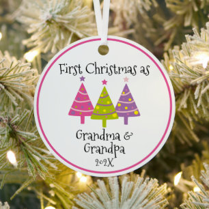 Cute First Christmas as Grandparents Metal Ornament