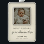 Cute First Christmas as Grandparents Photo Ornament<br><div class="desc">A cute whimsical script and a modern design for this photo ornament gift. To customize with your favorite baby picture. You can also easily change the background color. Perfect to celebrate your First Christmas as new grandparents.</div>