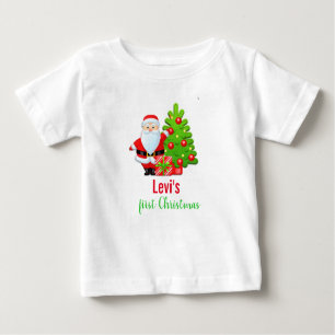 Cute First Christmas Cartoon Santa Claus Baby T-Shirt