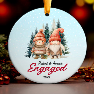 Cute first Christmas engagement nordic theme Ceramic Ornament