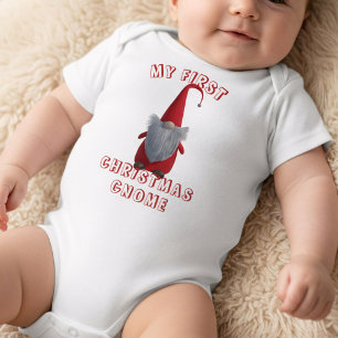 Cute First Christmas Gnome Holiday Baby Bodysuit