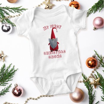 Cute First Christmas Gnome Holiday Baby Bodysuit by mothersdaisy at Zazzle