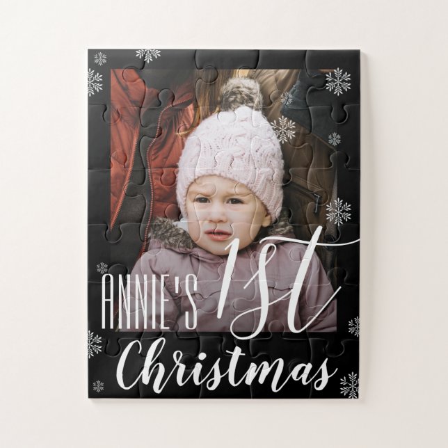 Cute First Christmas Kids Photo Puzzle (Vertical)