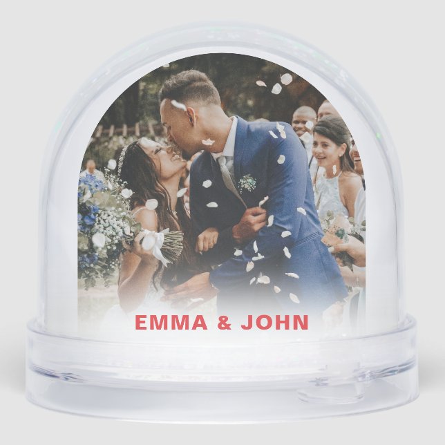 Cute First Christmas Married and Merry Newlyweds  Snow Globe (Back)