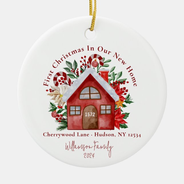 Cute First Christmas Our New Home Photo Ornament (Front)