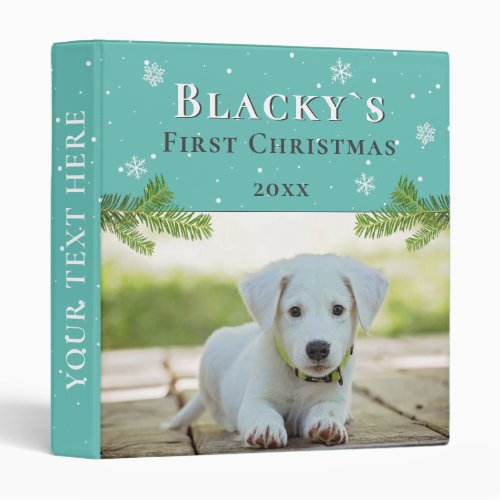 Cute First Christmas Puppy Christmas Photo 3 Ring Binder